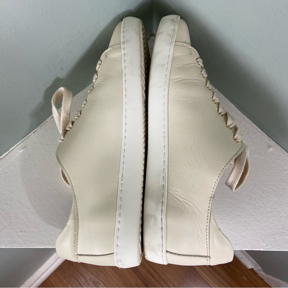 Sezane Cream White Jack Leather Trainers Women's Size 8 Sneakers Shoes Lace Up - Picture 7 of 14